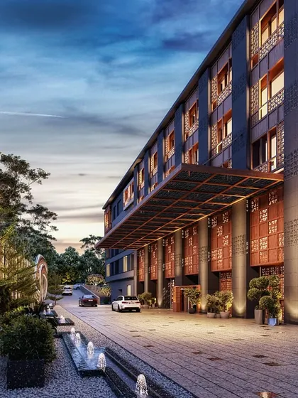 Our design for The Ritz Carlton in New Delhi merges modern luxury with India's rich architectural heritage. The facade incorporates contemporary versions of traditional 'jharokhas' and 'jaalis', creating a visually layered exterior that connects the building to its cultural roots while offering a dynamic play of light and shadow.