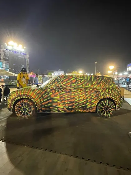 My canvas isn't limited to walls. For this project with MINI, I transformed a car into a moving piece of art, using a unique spray technique to create a dynamic pattern that flows across the entire vehicle.