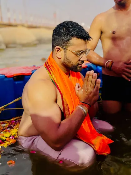 A moment of prayer in the holy waters of the Ganges. This experience was a powerful reminder of the importance of faith and humility.