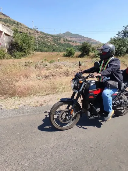 Me on my Royal Enfield during our road trip to Bhimashankar. The open road is a form of therapy.