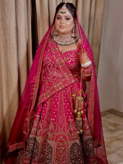 A beautiful portrait of the bride, ready for her wedding. Her confidence shines through, complemented by a makeup look that is both elegant and timeless.