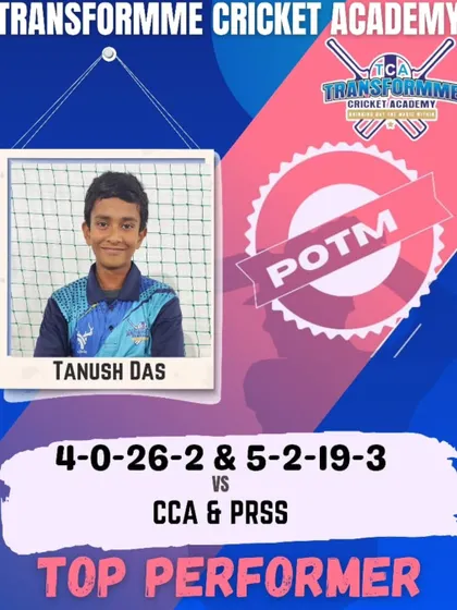 Tanush Das, awarded Man of the Match in two consecutive games for his fantastic bowling in the EV Cup.