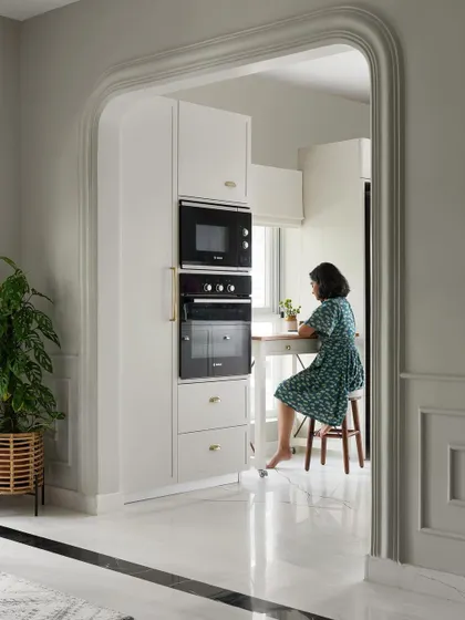 A sneak peek of the Madras pied-à-terre, showing the arched doorway leading into the beautiful, light-filled kitchen.