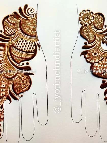 A practice sheet from Day 7 of my offline mehndi class, showing how to create beautiful Arabic and Indo-Arabic side designs.