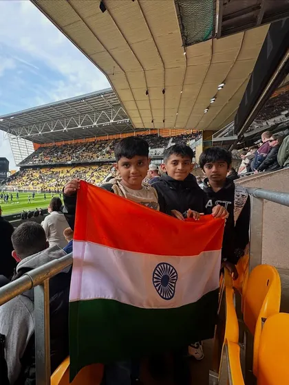 A proud moment for our players, holding the Indian tricolor at a Premier League match in Wolverhampton.