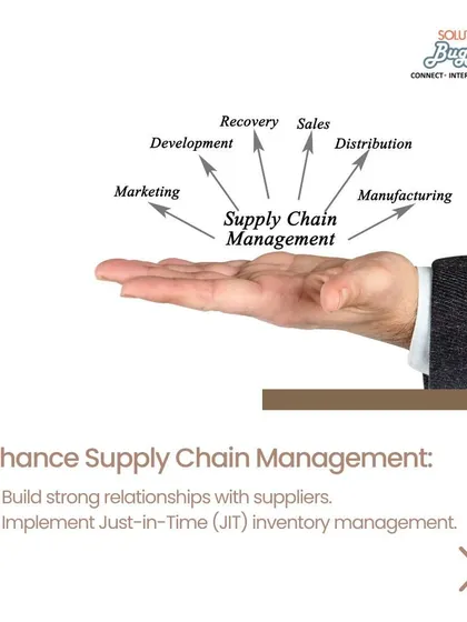A robust supply chain is the backbone of any manufacturing business. We help you build strong supplier relationships and implement Just-in-Time (JIT) inventory management to ensure your operations run smoothly and efficiently.