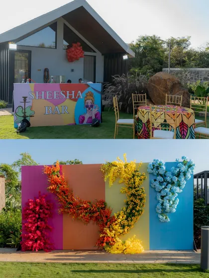 A vibrant, pop-art themed Sheesha Bar setup for a relaxed and colorful event. This shows how we can create different zones and moods within a single celebration.
