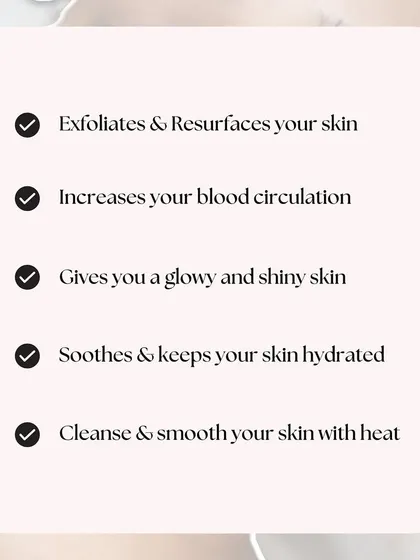 A summary of what the Fire & Ice Facial does for your skin: exfoliates, increases circulation, imparts a glow, soothes, hydrates, and cleanses. It's a comprehensive treatment for instant renewal.