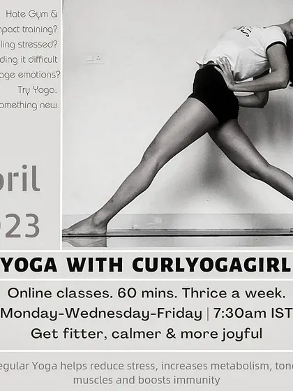 If you're looking for something different from the gym, try yoga. My online classes run three times a week and are designed to help you get fitter, calmer, and more joyful. Regular practice helps reduce stress and tone muscles.