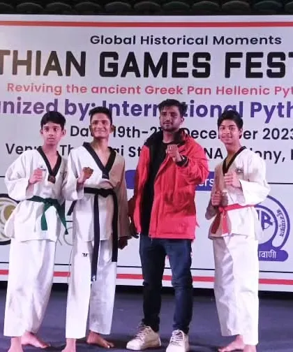 Another proud photo with my gold medal-winning team at the Pythian Games.