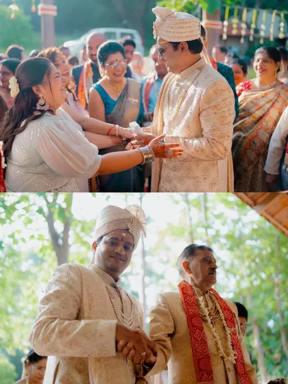 Capturing the groom's arrival and the welcoming rituals. These moments are filled with anticipation and blessings from family and friends.