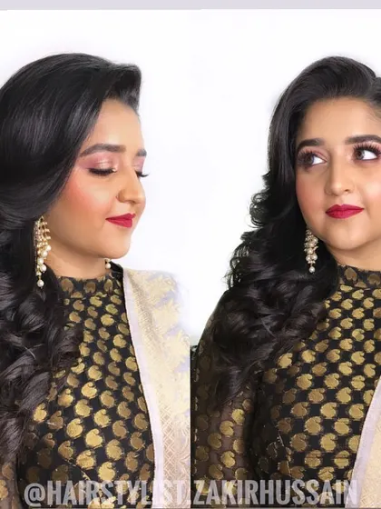 A collage showing the side-swept look from different angles, highlighting the braided detail.