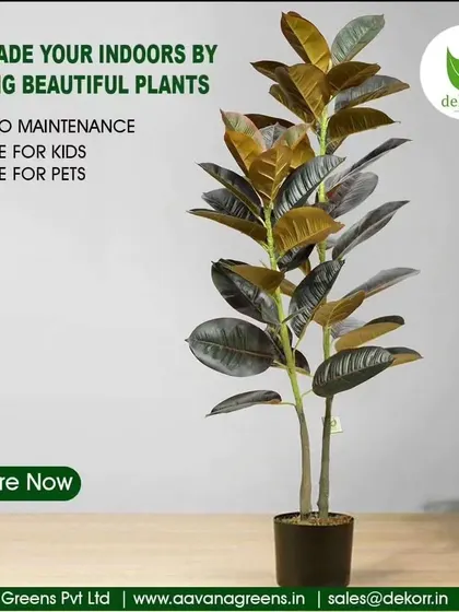 Upgrade your indoors by adding beautiful plants that are zero maintenance and safe for kids and pets. This artificial rubber tree is a perfect, worry-free choice.