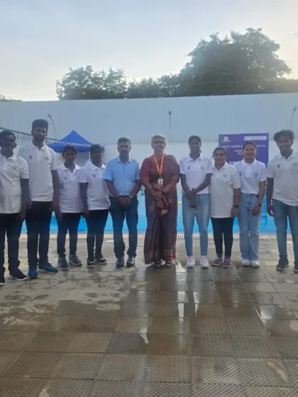 The team posing with an event official, showcasing our collaborative approach to event hosting. We work closely with all stakeholders to meet every requirement.
