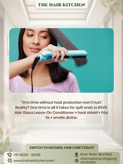 "One time without heat protection won't hurt." This is a common lie we tell our hair. In reality, one time is all it takes for split ends to form. My Hair Glace Leave-On Conditioner is your heat shield.