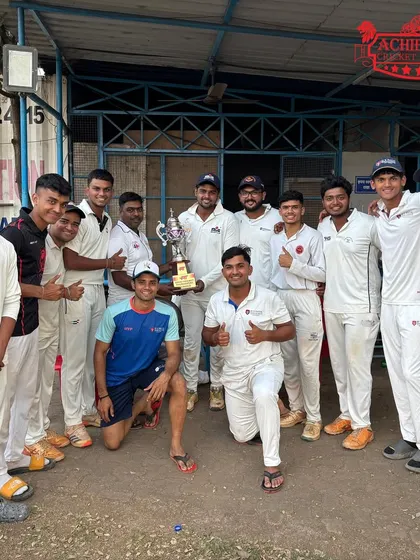 The open age team celebrating their 7-wicket victory in the final of the AT Sports Cricket Tournament. A dominant performance from our senior players.