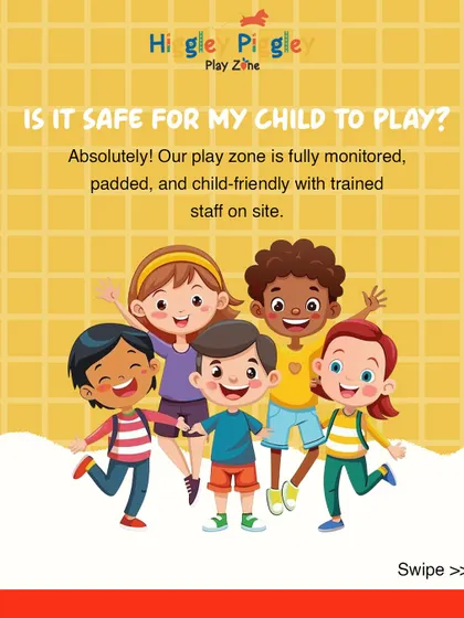 Is it safe for my child to play? Absolutely. This graphic explains our safety measures, including full monitoring, padded equipment, and trained staff on site.