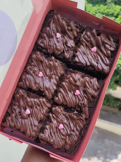 My Nutella Overload Brownies have been a bestseller from the very beginning. Each brownie is topped with a generous drizzle of Nutella for the ultimate indulgence.