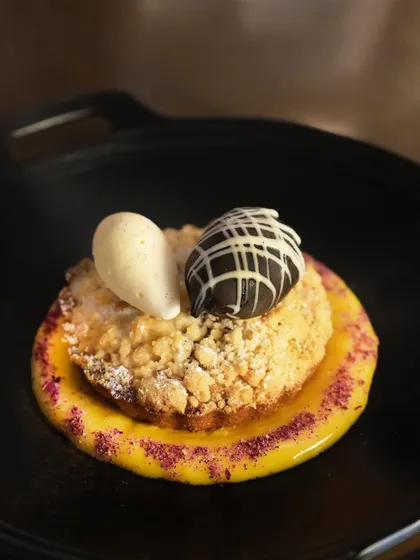 A close-up of the Valentine's special Mawa Cake, a match made in dessert heaven.