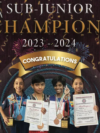 A graphic celebrating our Sub-Junior Champions from the 2023-2024 season. We are proud of their exceptional talent and unwavering dedication to the sport.