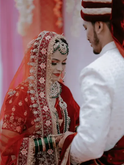 A solemn and beautiful moment from the Nikah ceremony, capturing the couple's commitment.