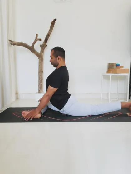 This series breaks down Eka Pada Raja Kapotasana, starting from a gentle forward fold, moving to an upright position with a gentle twist, and finally the full expression. Each step is a practice in itself.