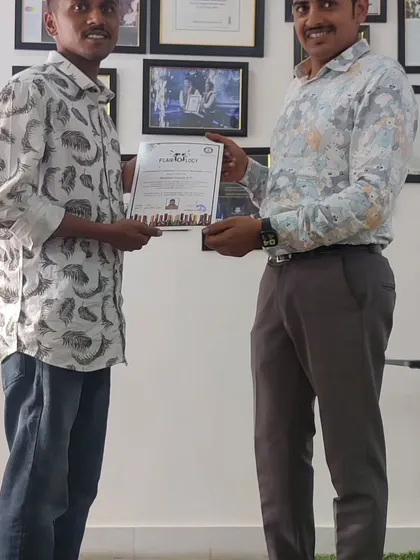 Another student from our Bengaluru branch proudly receives his professional bartending course certificate. We are dedicated to providing the training and credentials needed for a successful career.