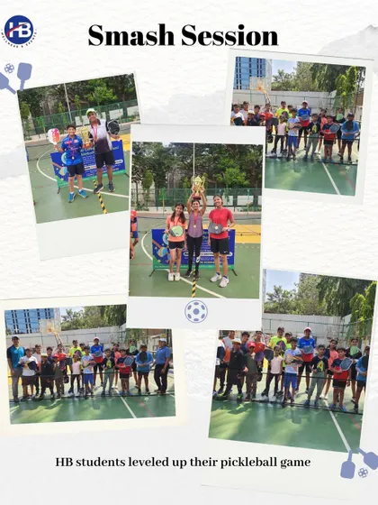 Our students mastered the art of pickleball in this smash session. The collage shows them learning the game, competing, and celebrating with their trophies, making for an unforgettable experience.