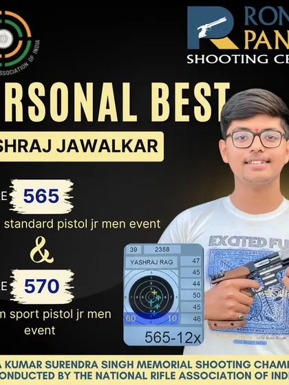 A double personal best for Yashraj Jawalkar at the All India Kumar Surendra Singh Memorial Shooting Championship. His new records in the 25m Standard and Sport Pistol junior men events show remarkable growth.