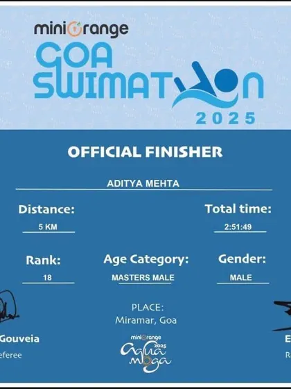 Another 5km finisher from our team. Consistent results across different swimmers show the effectiveness of our training system.