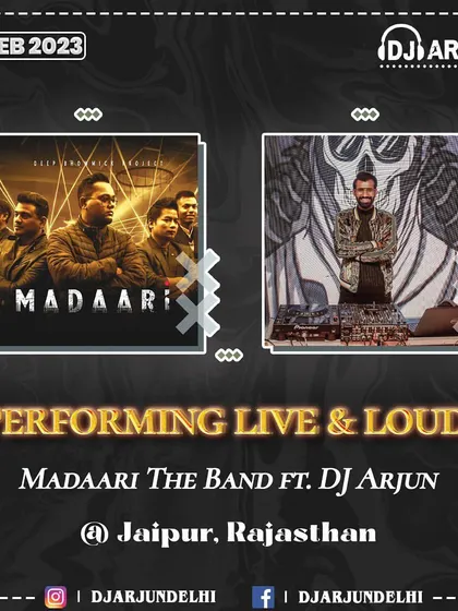 Performing with Madaari The Band for a destination wedding in Jaipur. This shows my ability to handle both live fusion and destination events simultaneously.