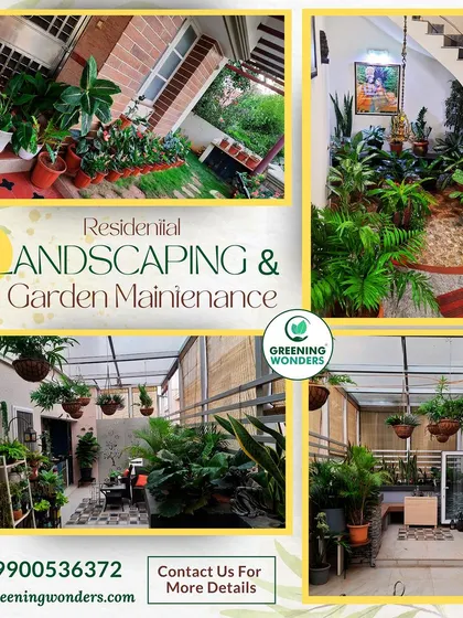 Our residential landscaping services cover a wide range of spaces within your home. We design and maintain everything from lush greenery for stairways and entryways to fully landscaped patios and covered outdoor lounges, creating a cohesive green theme throughout your property.