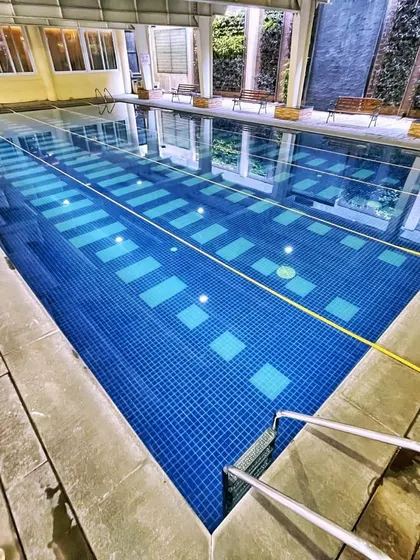 Our Catholic Club pool, just off Brigade Road, is an indoor heated pool, making it the perfect escape from the December chill. We've been teaching here for 23 years, and it's a fantastic facility for year-round swimming.