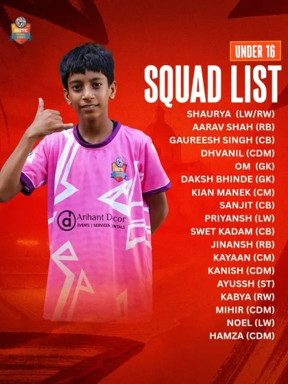 Here is our official U16 squad list for the Goa tour. A team full of talent and determination, ready to compete.
