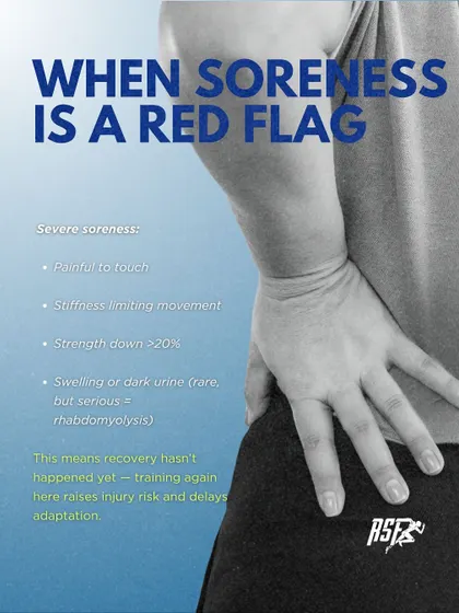 Severe soreness, stiffness that limits movement, or a significant drop in strength are red flags. Training again in this state raises injury risk and delays adaptation.