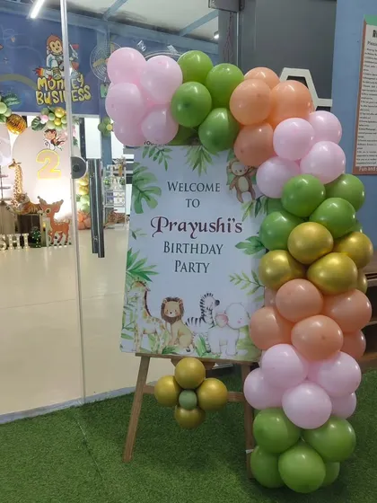 A welcome sign for a jungle-themed birthday party, setting the tone right from the entrance.