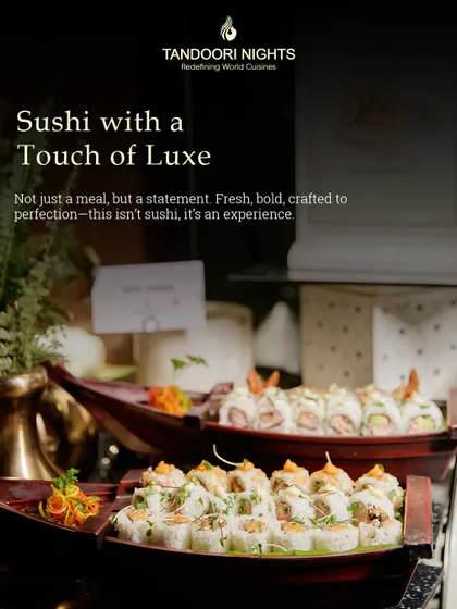 Sushi with a touch of luxe. Our sushi is not just a meal but a statement, presented in unique boat-shaped dishes to create a memorable experience.