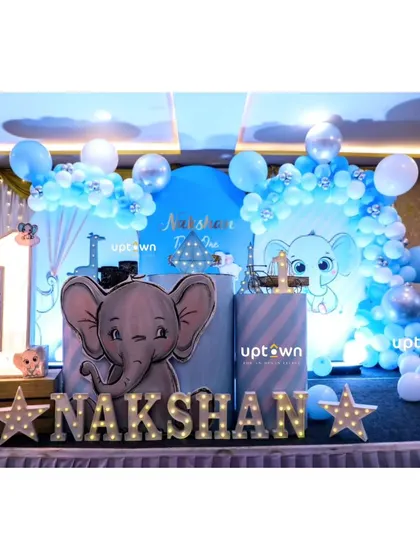 A different angle of the baby elephant setup.