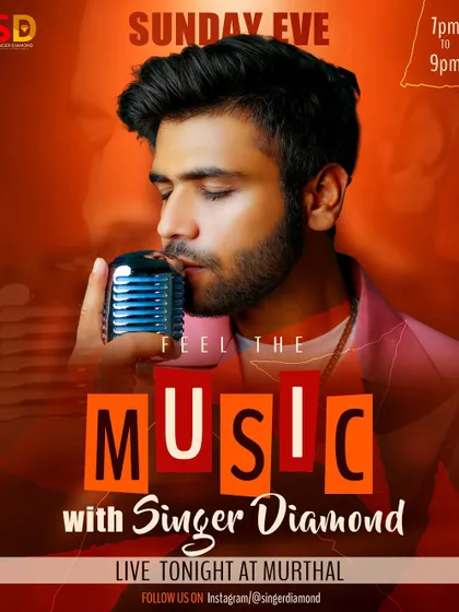 A poster for a Sunday evening show in Murthal. Ready to rock the night.