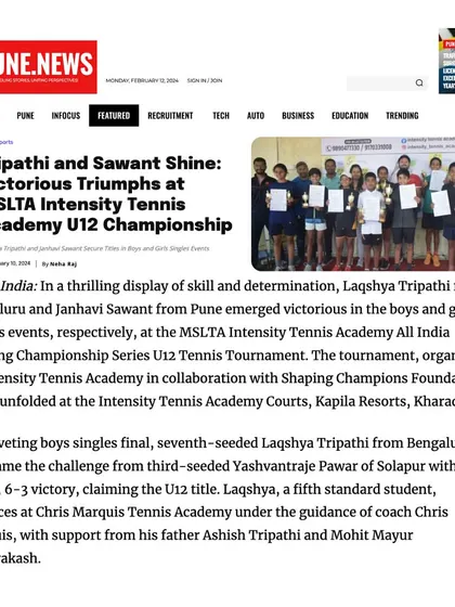 From the sports pages to our academy walls. We are proud to share the news of our young players' successes, inspiring the next generation of athletes.