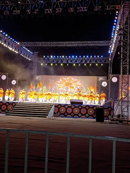 A grand stage setup for the 200th Jayanti celebration of Maharishi Dayanand Saraswati in Gujarat. I was honored to be a part of this event in the presence of Swami Ramdev and the President of India.