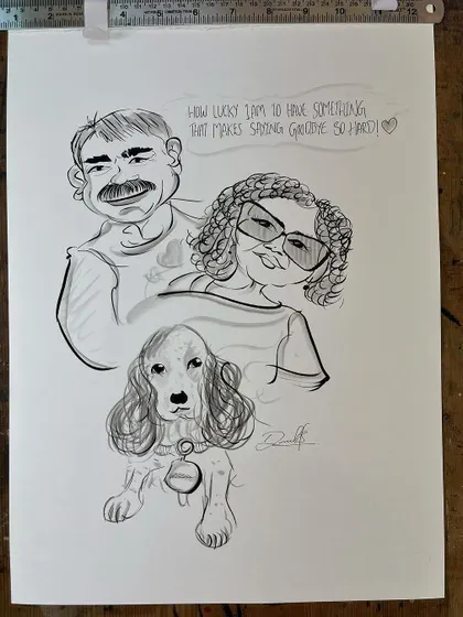 A duplicate of the finished family and pet portrait.
