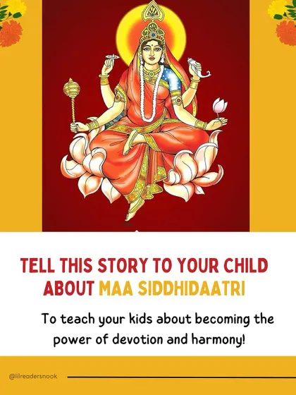 On the final day of Navratri, we worship Maa Siddhidaatri. Her story, where she becomes one with Shiva as Ardhanarishwar, teaches children about equality, balance, and the harmony between different energies.