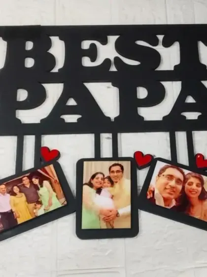 A "Best Papa" wall hanging, perfect for Father's Day. It features multiple frames to be filled with your favorite family photos.