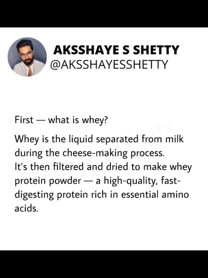 What is whey? It's the liquid separated from milk during cheese-making, which is then filtered and dried into a powder. This creates a high-quality, fast-digesting protein rich in essential amino acids.