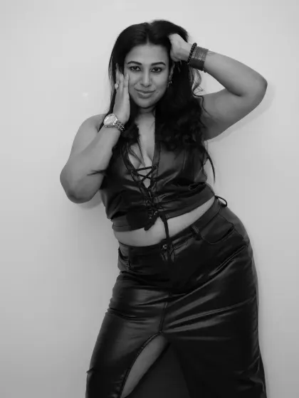 Another pose from the black and white leather series. I love the timeless and powerful feel of this look.
