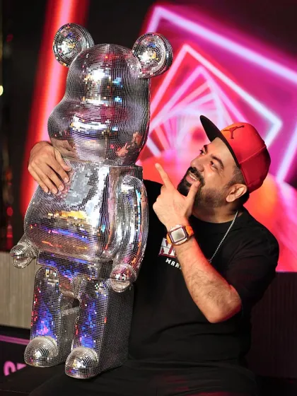 It's not just about the music, it's about the whole aesthetic. Me and my disco bear getting ready to drop some serious Saturday night beats at Vesparo.