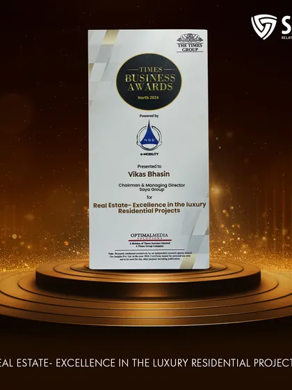 We received the award for 'Real Estate - Excellence in the Luxury Residential Projects' at the Times Business Awards 2024. This recognizes our commitment to creating high-quality, luxurious homes.