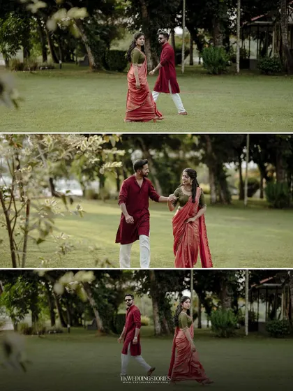 A series of shots showing a couple walking and interacting in a park, perfect for capturing natural movement and candid moments.
