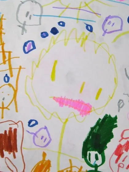This drawing is a fantastic example of a child's unique perspective. It's not just a collection of shapes, but a glimpse into a rich inner world of characters and stories.